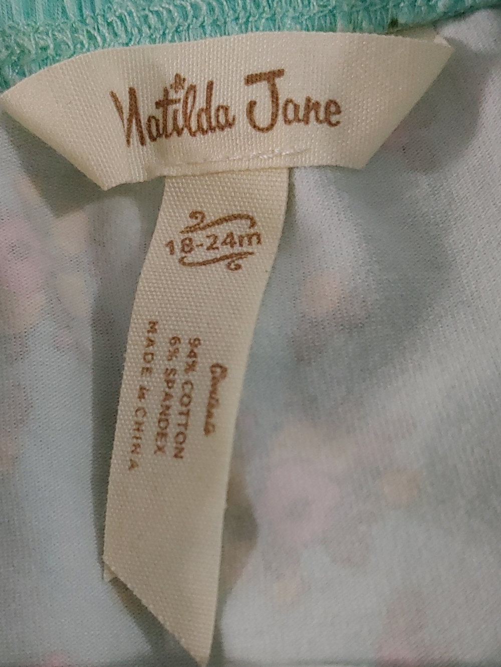 Matilda Jane Aqua Floral Ruffle Diaper Cover Bundled with Kyle & Deena Headband - Picture 2 of 5